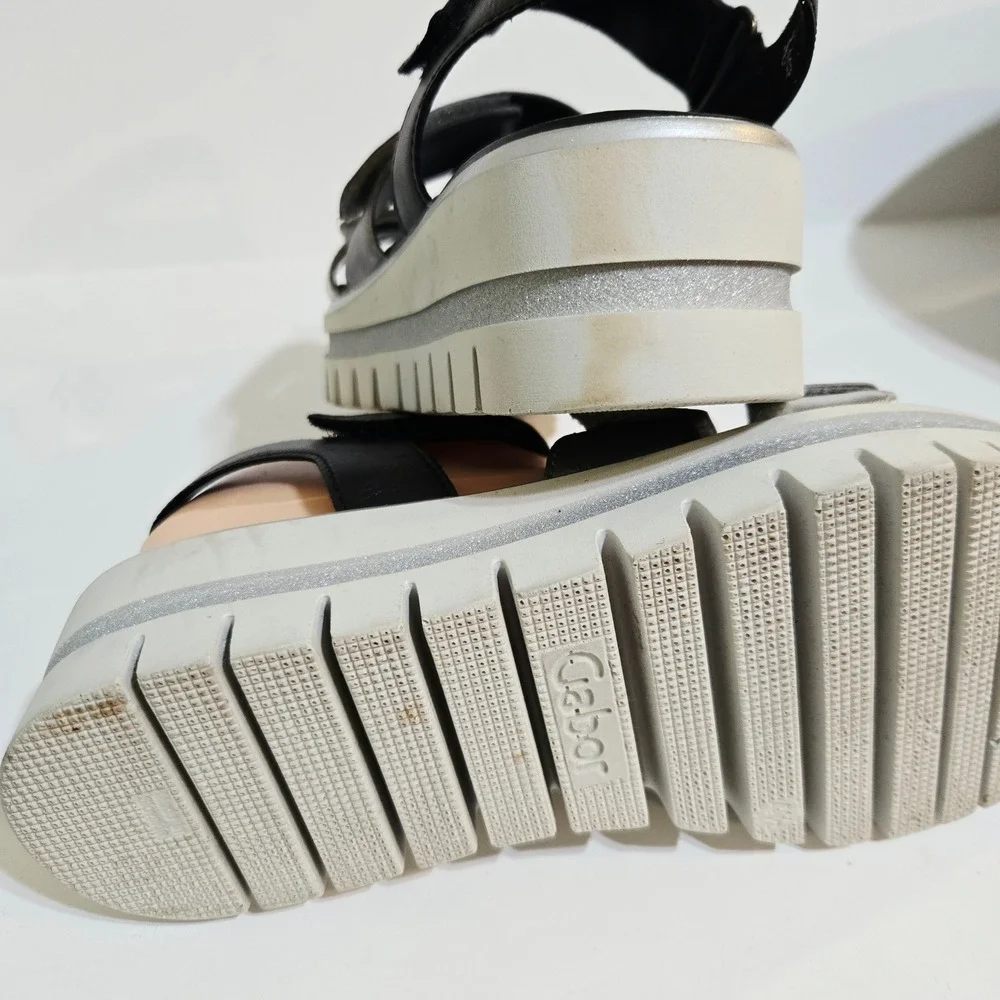 Gabor Platform wedge Sandals 3 Strap 4.5 / 7 Silver Black Metallic 84.620 Comfy